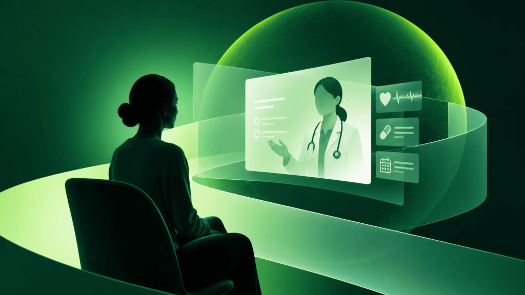 Patient in a virtual consultation with a doctor on a telehealth platform